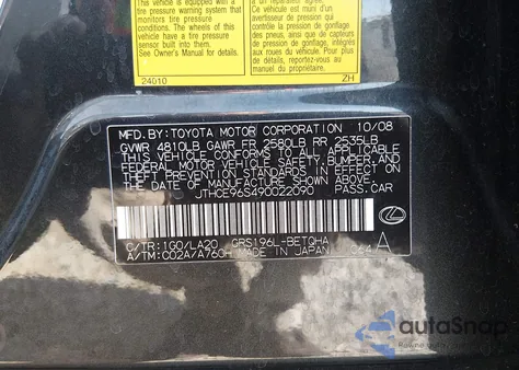 2009 Lexus Gs 350 z USA, uszkodzony, nr VIN JTHCE96S490022090